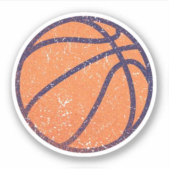 Abgetragener, bedrückter Korbballkorb Aufkleber (Vorderseite)