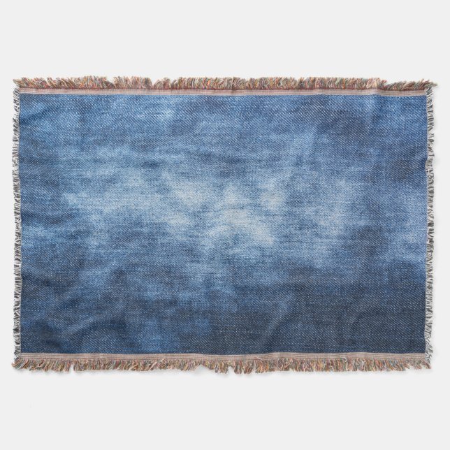 Abgetragener Denim-Stoff, texturierter Hintergrund Decke (Vorderseite)