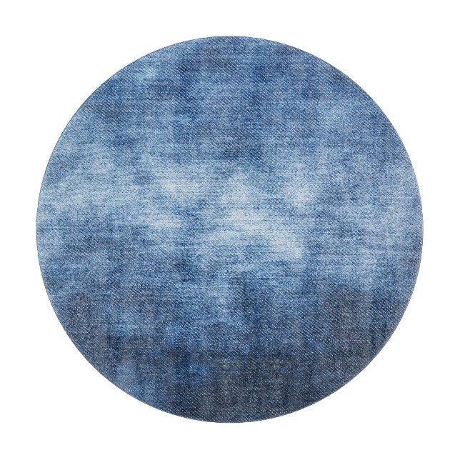 Abgetragener Denim-Stoff, texturierter Hintergrund Schneidebrett (Vorderseite)