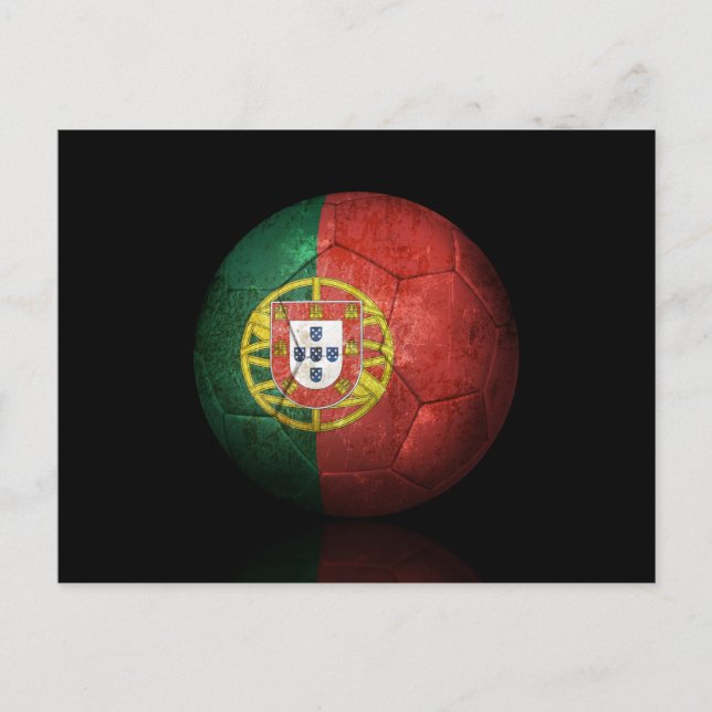 Abgetragener portugiesischer Flaggenfußball-Ball Postkarte (Vorderseite)