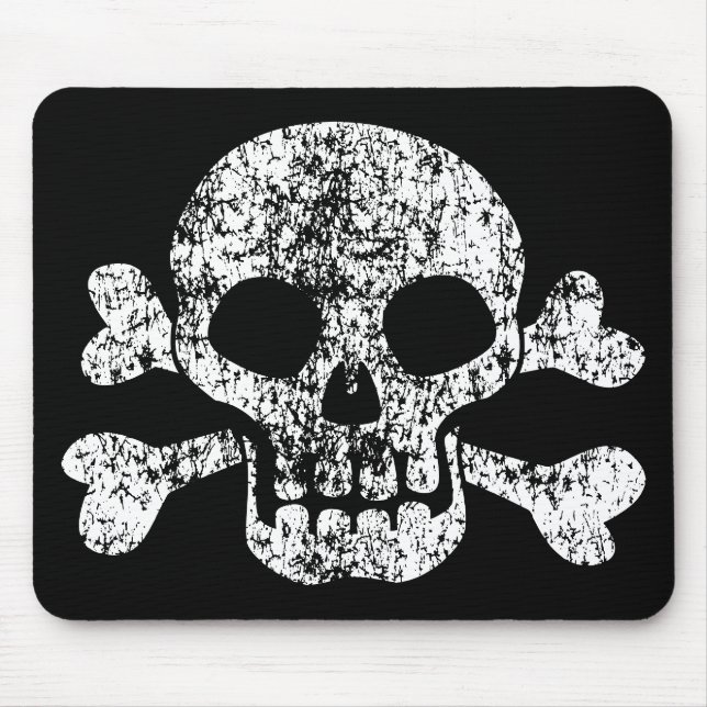 Abgetragener Schädel und Kreuzknochen Mousepad (Vorne)