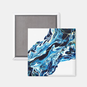 Abgrund Blau Abstrakte Acrylmalerei Fluid Art Magnet