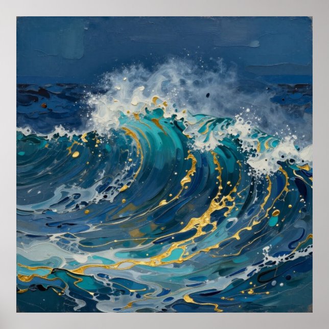 Abgrundblaue Marmor Poster (Vorne)