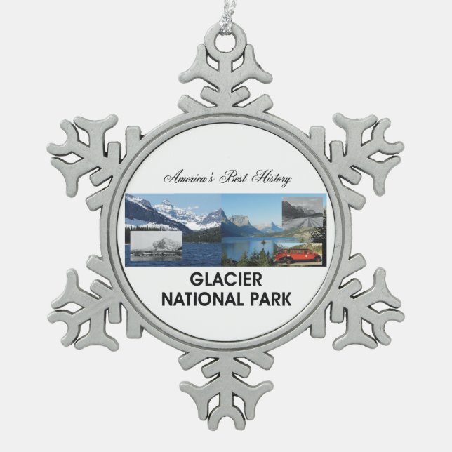 ABH Gletscher Schneeflocken Zinn-Ornament (Vorderseite)