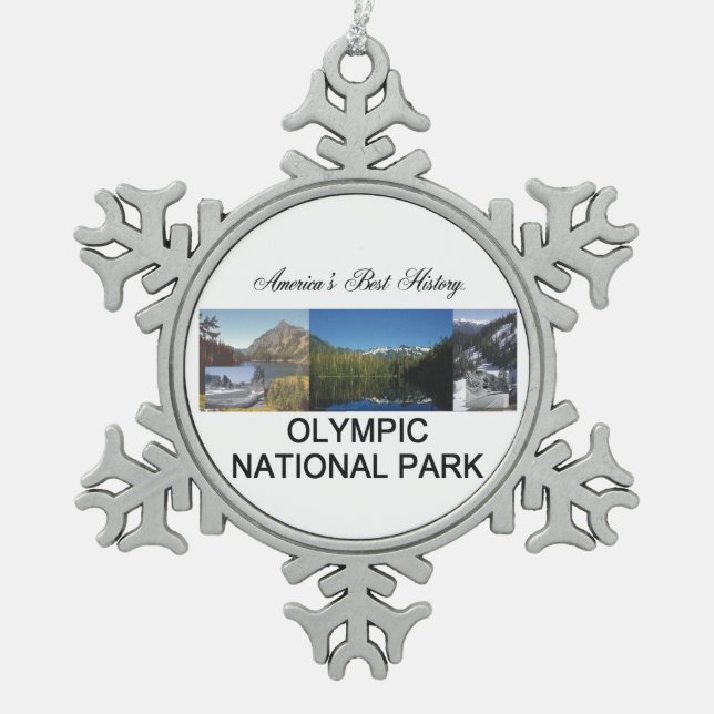 ABH olympischer Nationalpark Schneeflocken Zinn-Ornament (Vorderseite)