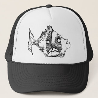 Abhandlung eines Lebens an der feuchten Unterseite Truckerkappe