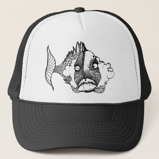 Abhandlung eines Lebens an der feuchten Unterseite Truckerkappe (Vorderseite)