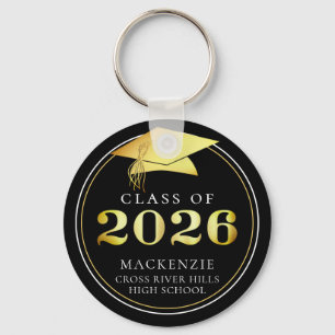 Abi-Jahrgang 2023 Elegant Schwarz Gold Personalisi Schlüsselanhänger