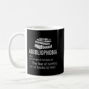 Abibliophobie Angst vor dem Auslaufen von Büchern Kaffeetasse