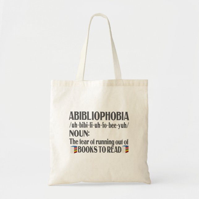Abibliophobie Definition Bookworm Books Reader Tragetasche (Vorne)