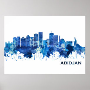 Abidjan Elfenbeinküste Skyline Blue Poster