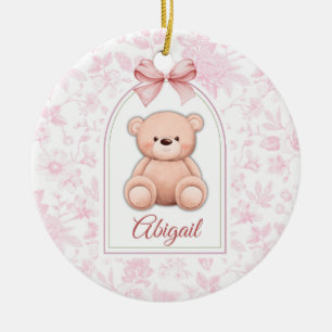 Abigail Benutzerdefiniertes rosa Teddy-Bär-Kinde Keramik Ornament