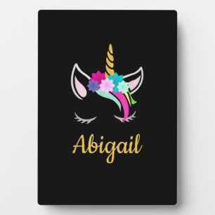 Abigail Dunkles Einhorn-Name T-Shirt Fotoplatte