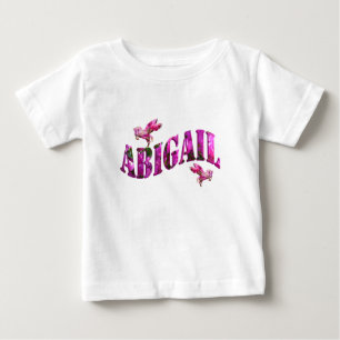 Abigail, Mädchenname Logo aus rosa Blume, Baby T-shirt