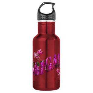 Abigail, Mädchenname Logo aus rosa Blume, Edelstahlflasche