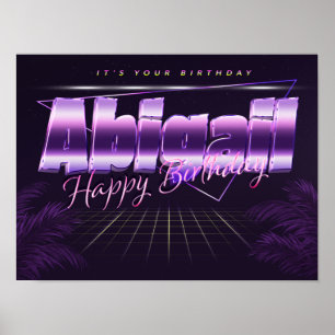 Abigail Name Vorname lila retro Geburtstag Poster