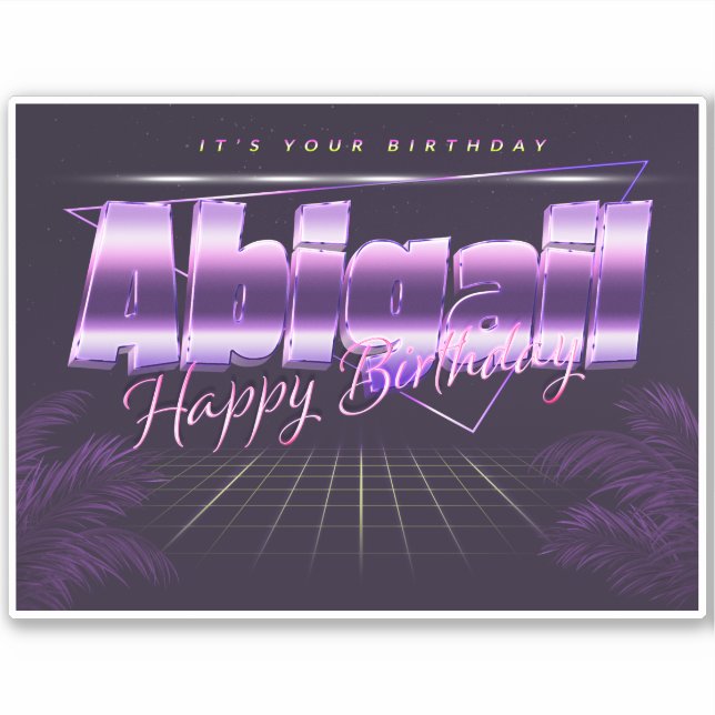 Abigail Nom Prénom lila retro Sticker (Devant)