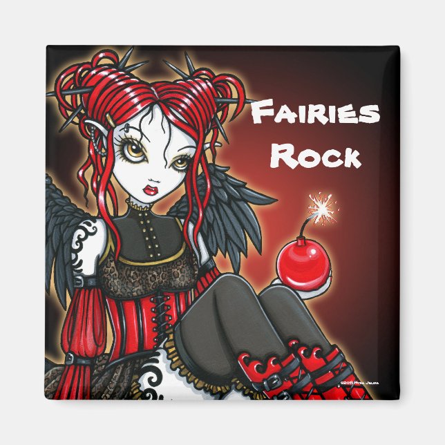 "Abigail" Red Gothic Fire Fairy Angel Magnet (Vorne)