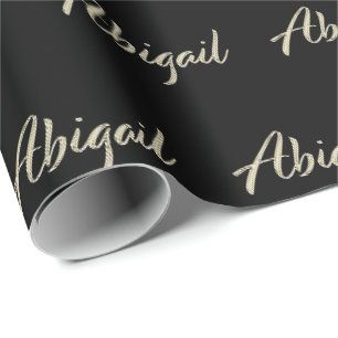 Abigail white gold Handwriting Geschenkpapier