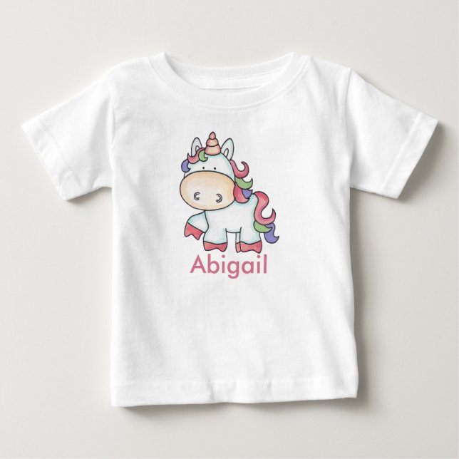 Abigails Personalisierte Einhorngeschenke Baby T-shirt (Vorderseite)