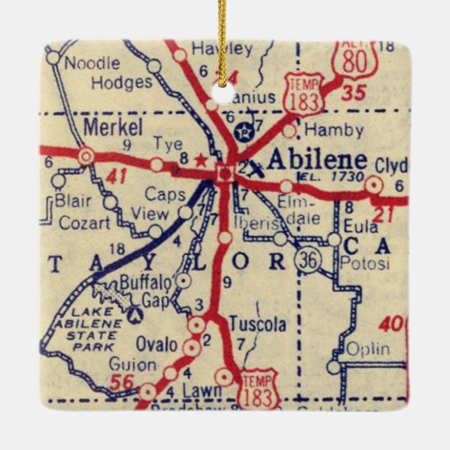 Abilene TX 1941 Karte Keramikornament (Rückseite)