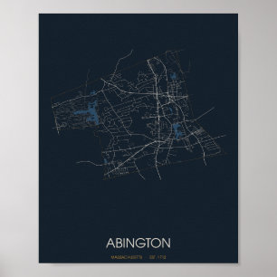 Abington Massachusetts Straßenkarte Poster (Nacht)