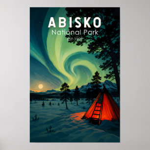Abisko Nationalpark Illustration Nordlicht Poster