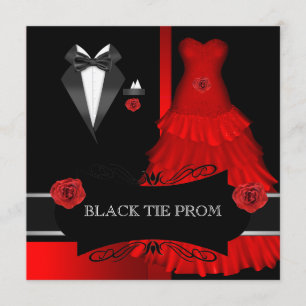 Abitur-Ball-Schul-Tanz-Formal Rot-Schwarz-Galette Einladung