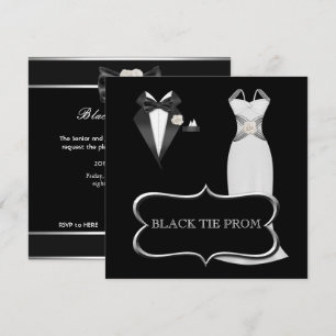 Abitur-Ball-Schulball-Formal Weiße Black Tie-Veran Einladung