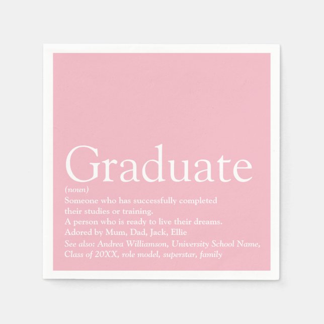 Abitur Definition Girly Pink Modern Serviette (Vorderseite)