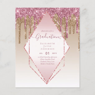 ABITUR-EINLADUNGEN - Tropfender Glitter Mädchenhaf Flyer