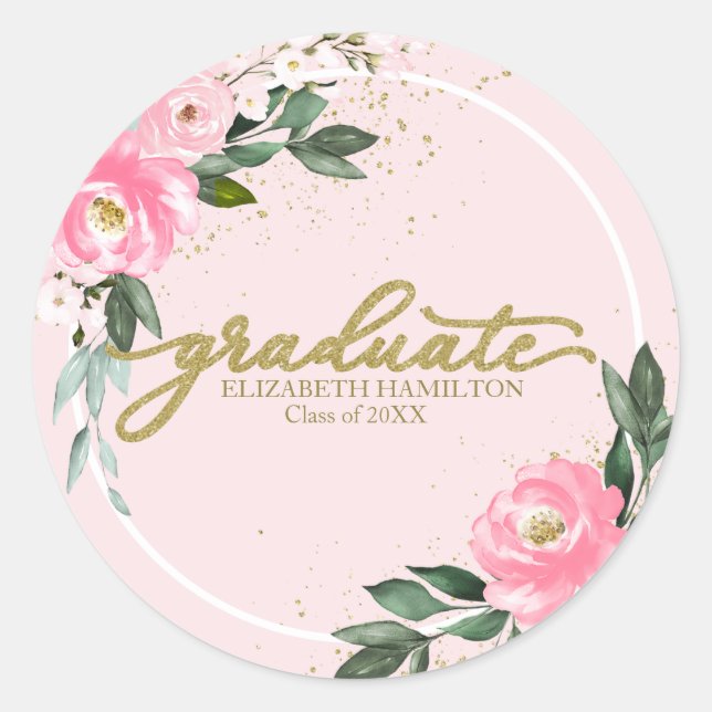 Abitur Hot-Pink-Bläschen-Abitur Runder Aufkleber (Vorderseite)