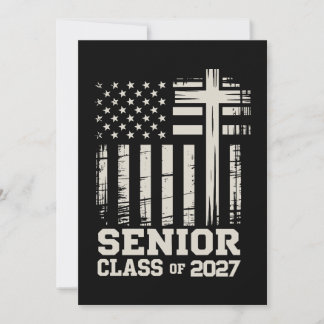 Abiturklasse 2027 USA-Flagge Kreuz Christlicher Ab Einladung