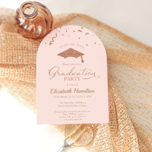 Abiturparty Rose Gold Konfetti Pink Einladung