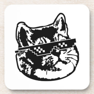 Abkommen mit ihm Glas-Katze Meme Getränkeuntersetzer