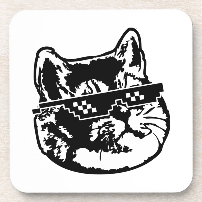Abkommen mit ihm Glas-Katze Meme Getränkeuntersetzer (Vorderseite)