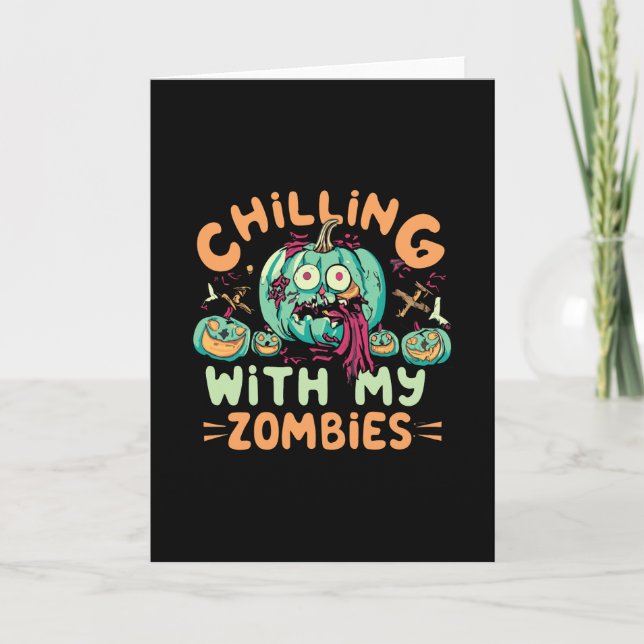 Abkühlung mit meinen Zombies lustiges Halloweenkos Karte (Vorderseite)