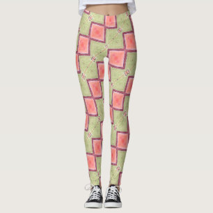 ABL - 069 - Schmetterling aus Grün und Lachs Leggings