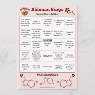 Ableism Bingo Card Mental Illness Edition Einladung