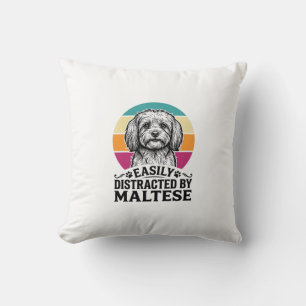 Ablenkbar Durch Malteser Vintage-Hundedesign_1 Kissen