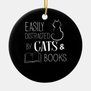 Ablenkbare Katzen und Bücher Keramik Ornament