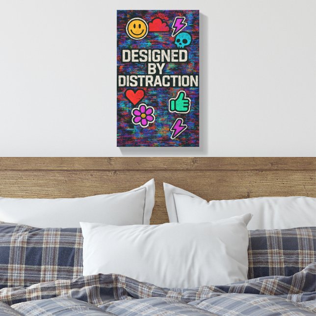 Ablenkung | Digitale Glitch-Leinwand Leinwanddruck (Insitu (Schlafzimmer))