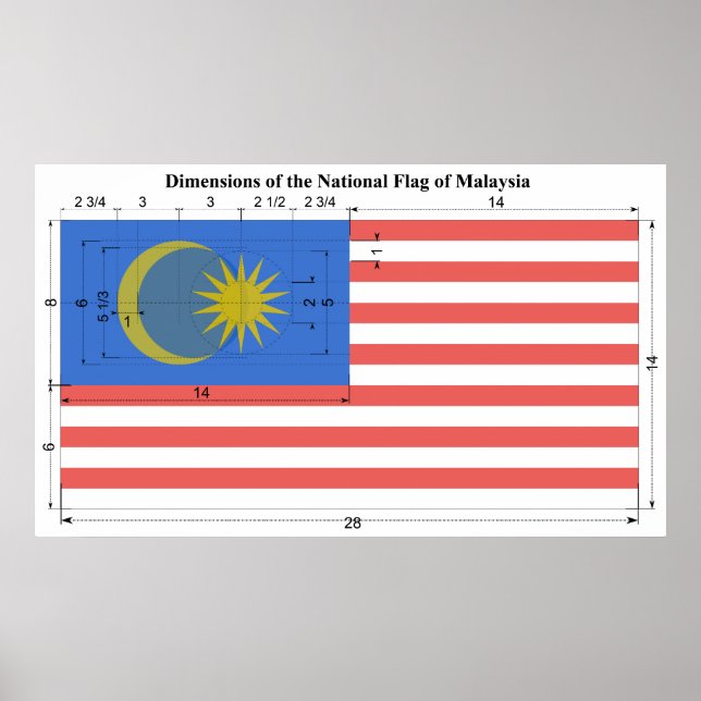 Abmessungen der Nationalflagge Malaysias Poster (Vorne)
