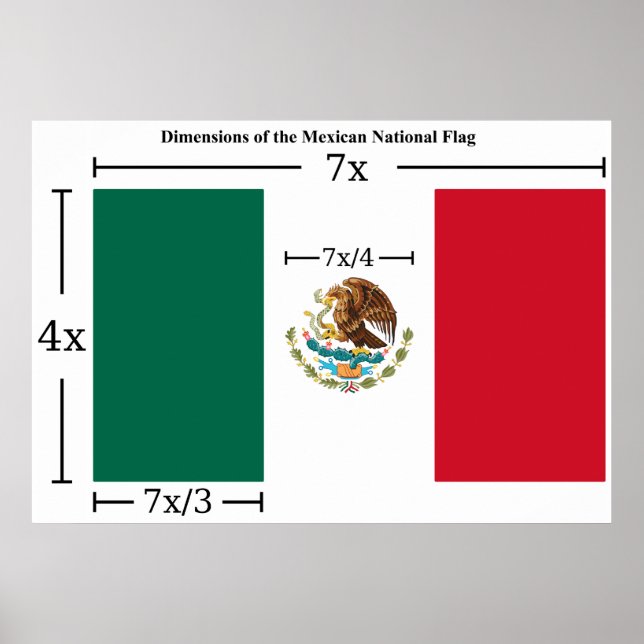Abmessungen der Nationalflagge Mexikos Poster (Vorne)