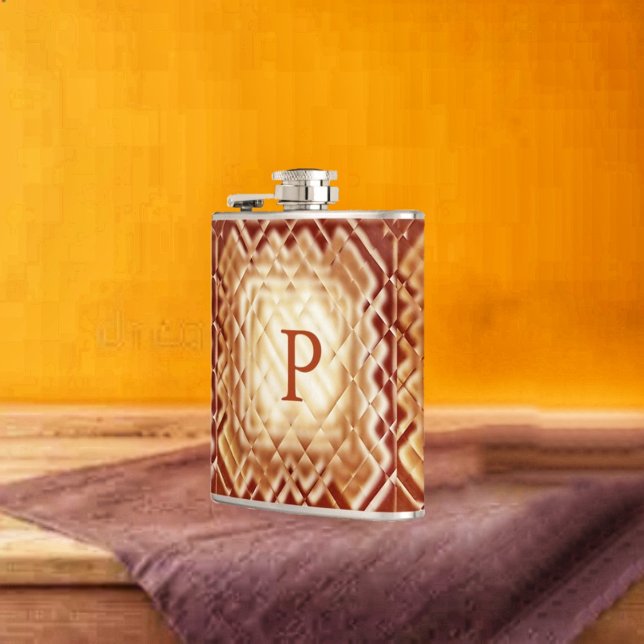 Abmessungen quadratisch-rot-p flachmann (This Dimensional Square-P Flask, displays a touch of the Mediterranean, in it's design!)