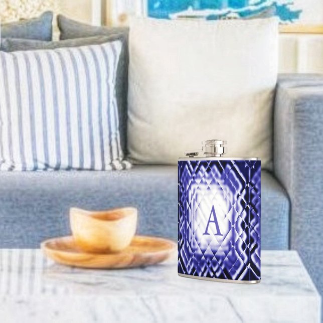 Abmessungen Square Navy-A Flachmann (The jeweled tones, in this Dimensional Square-Navy-A Flask design, is elegance at its best!)