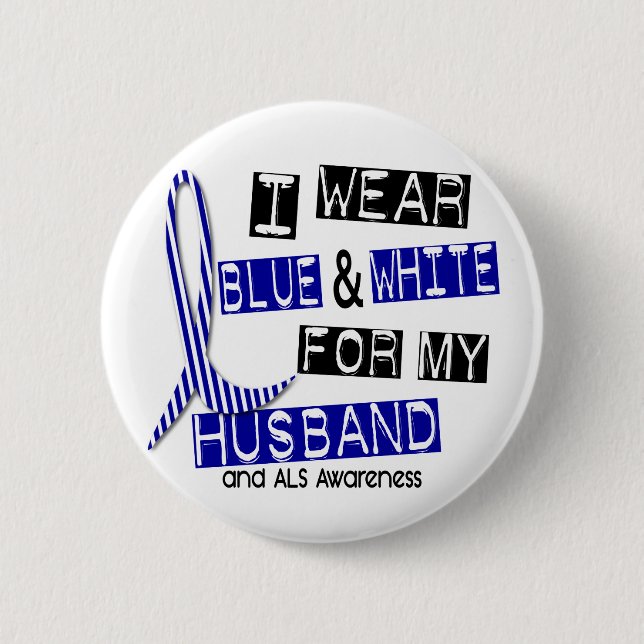 Abnutzung ALS I blau und Weiß für meinen Ehemann Button (Vorderseite)