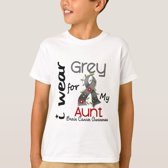 Abnutzungs-Grau des Hirntumor-I für meine Tante 43 T-Shirt (Vorderseite)