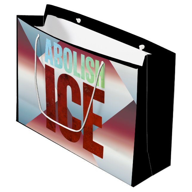 Abolish ICE Minimalist Protest Typography Design Große Geschenktüte (Vorderseite Schrägansicht)