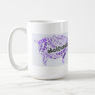 "Abolitionist vegane" Wort-Wolke - Piggy u. Zitat Kaffeetasse